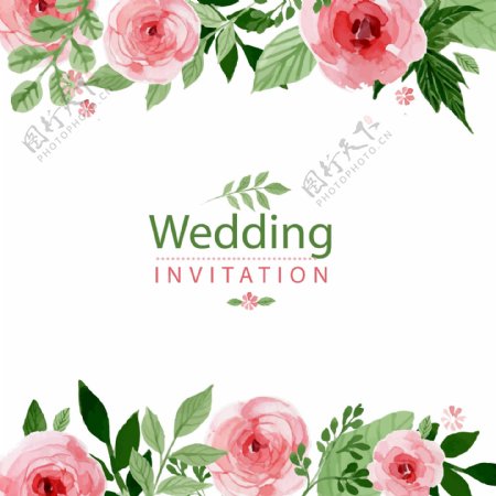 花卉婚礼邀请海报模板