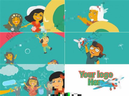 欢乐缤纷的卡通儿童节目整体包装AE模板