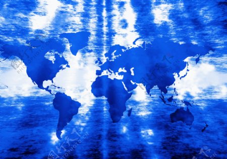 蓝色创意世界地图图片