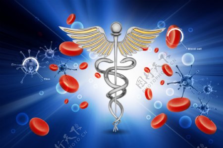 医疗标志与血细胞背景图片