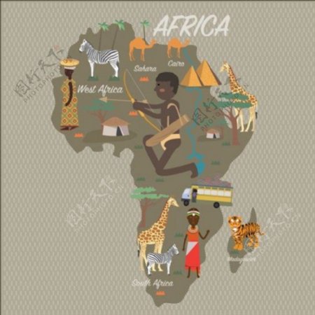 非洲地图矢量背景