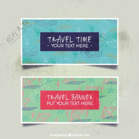 旅行主题图案背景横幅广告背景