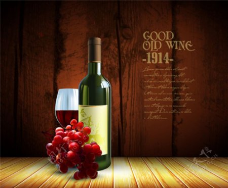 葡萄酒和木纹背景