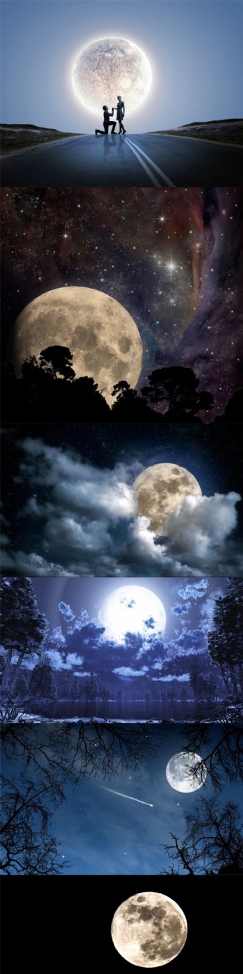 月亮月球唯美星空背景图片