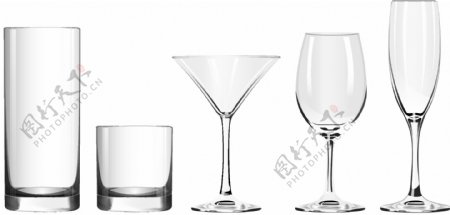 5款精美玻璃杯设计矢量素