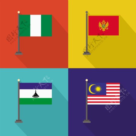 尼日利亚黑山莱索托和马来西亚国旗