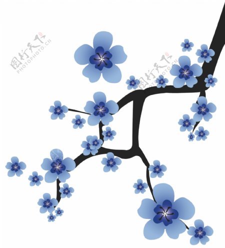中国风青花瓷类矢量可编辑蓝色梅花