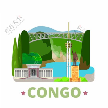 刚果建筑插画图片