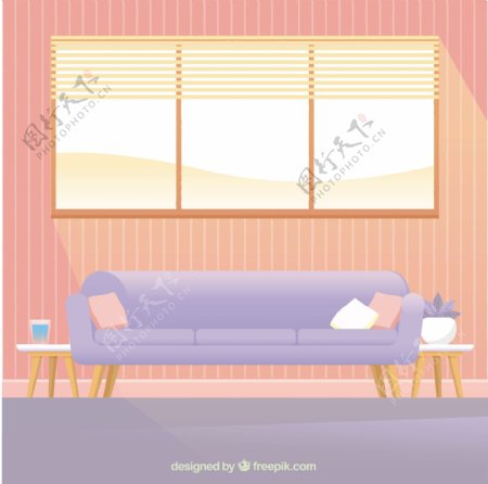 房子室内沙发和窗户广告背景矢量素材