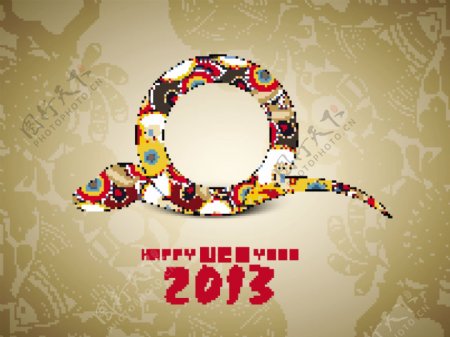 2013新年快乐新年背景象征蛇