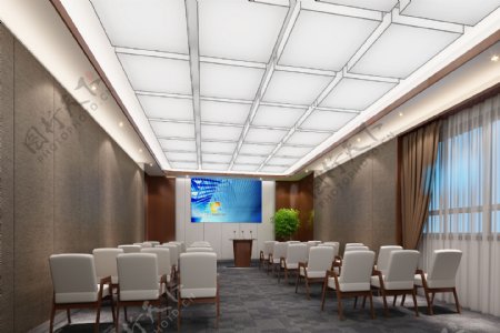 新中式风格现代型会议室装修效果图