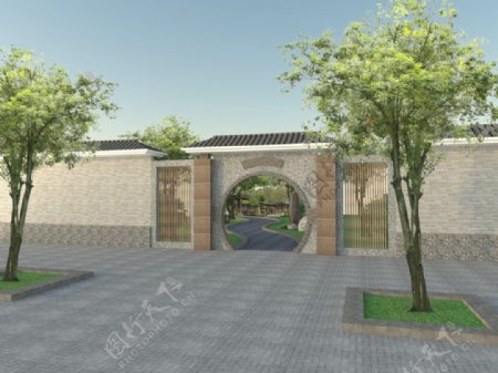中式园林景墙素材设计素材