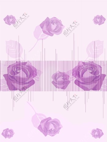 中式简约高清紫色玫瑰移门画