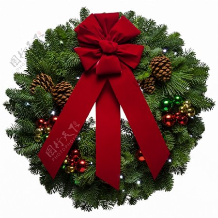 圣诞漂亮枞树花环免抠png透明素材