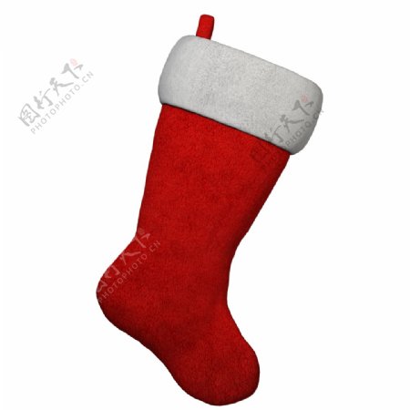 红色毛绒圣诞袜免抠png透明素材