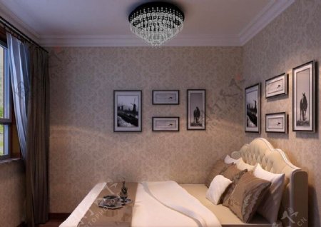 小户型现代精致卧室室内壁纸装修效果图