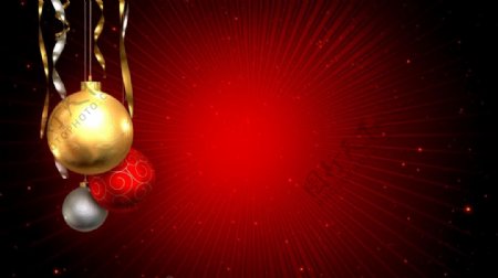 圣诞铃铛装饰红色背景素材