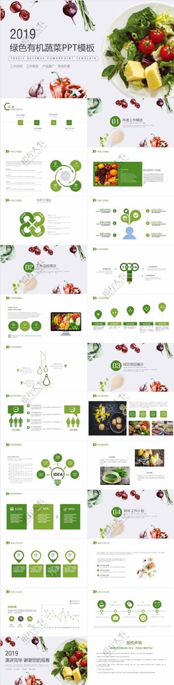 绿色食品健康有机蔬菜水果PPT模板