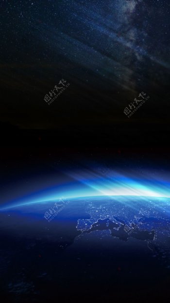 蓝色地球星空H5背景素材