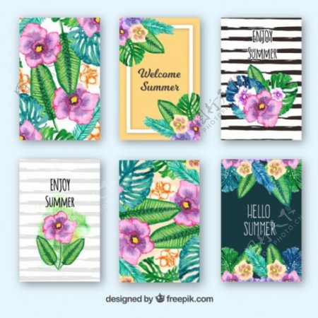 六水彩花卉卡片收集