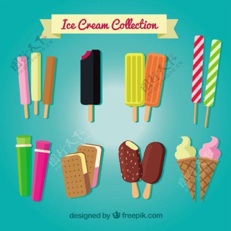 在平面设计的美味冰淇淋系列