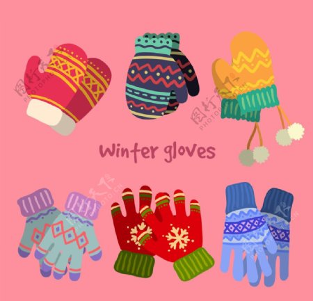 手绘冬季手套