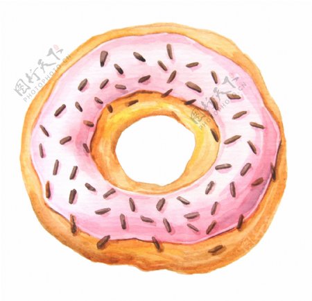 粉色可爱甜甜圈手绘透明素材