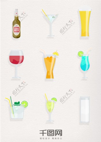 简约卡通酒杯酒类图标元素