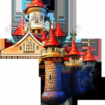 精美卡通欧式城堡图案元素