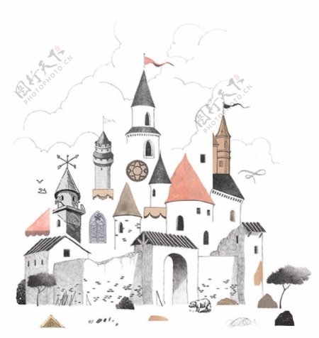 卡通现代欧式城堡图案素材