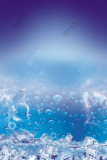 蓝色清凉水滴背景