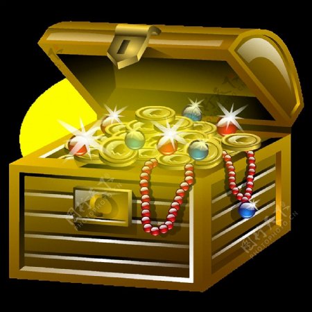 闪亮的金银财宝箱子免抠png透明图层素材