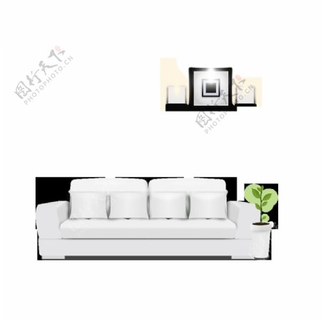 白色沙发壁画素材图片