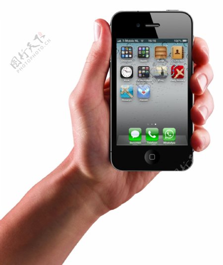 手拿苹果手机免抠png透明图层素材
