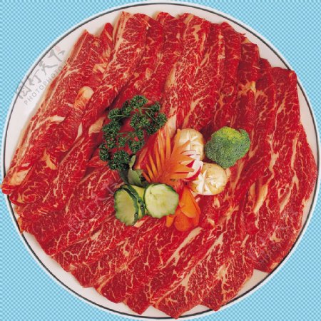 一盘红色肉片免抠png透明图层素材