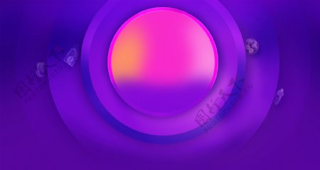 紫色圈圈粉色圆球banner背景素材