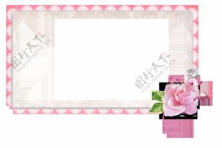 粉色花朵相框素材