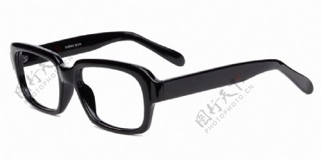 半侧面的黑框眼镜免抠png透明素材