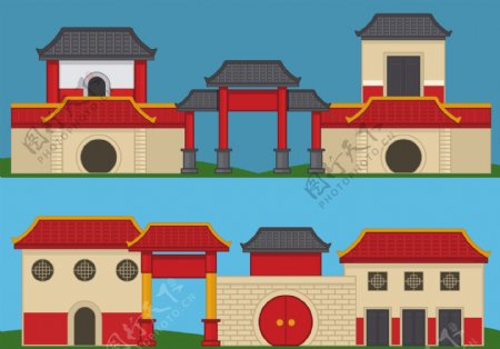 中国古典建筑矢量素材