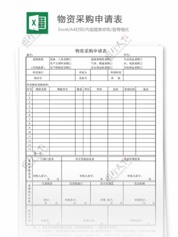 物资采购申请表