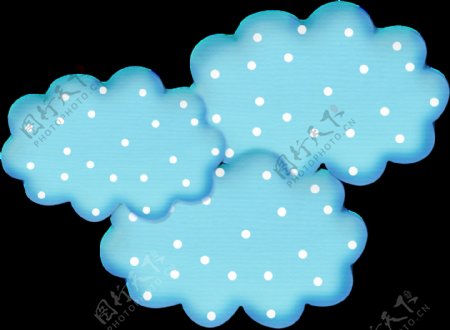 手绘可爱蓝色云朵灯饰png透明素材