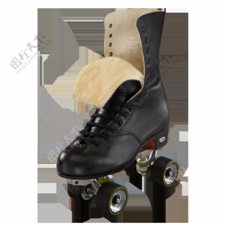 黑色长筒溜冰鞋免抠png透明素材