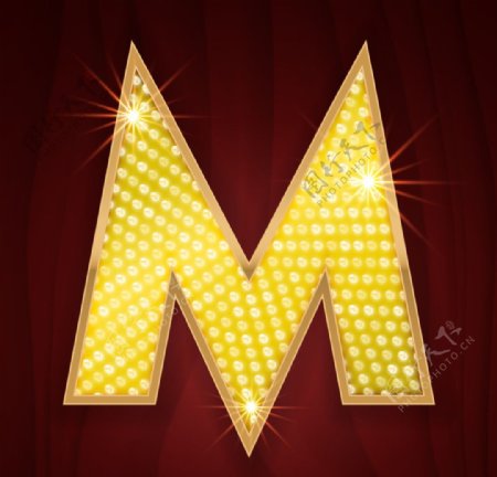 黄色镶边钻石闪耀英文字母M