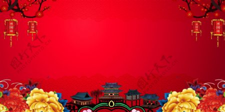 气球红色年会banner背景