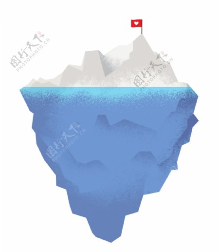 漂亮蓝色悬浮冰山免抠psd透明素材
