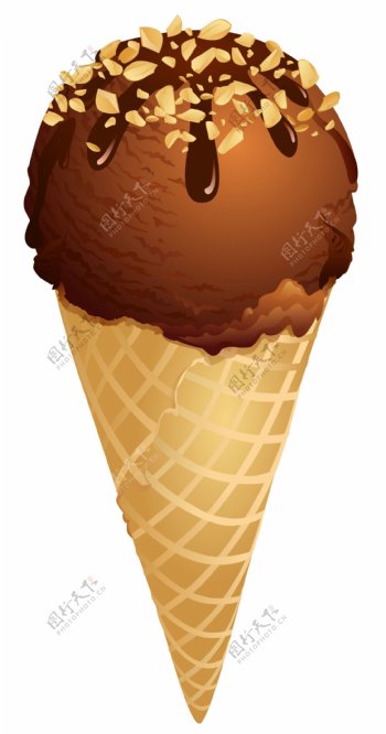棕色巧克力冰淇淋免抠psd透明素材
