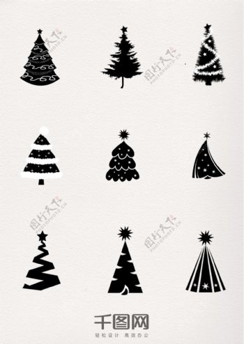 圣诞节黑色圣诞树素材