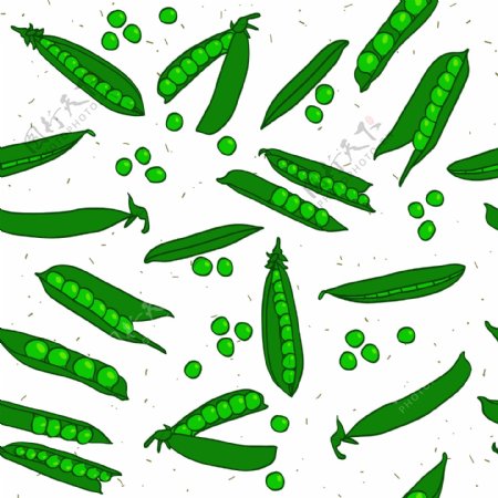 绿色清新豌豆蔬菜手绘壁纸图案