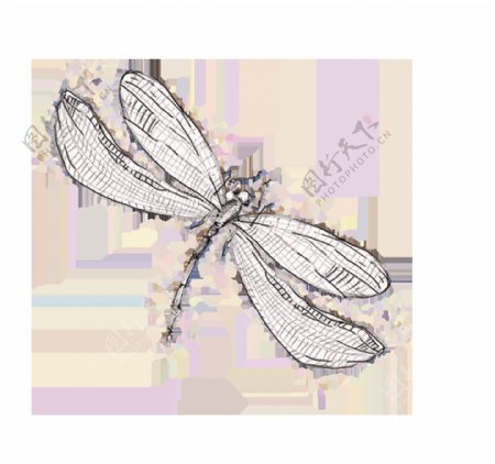 水墨蜻蜓卡通水彩透明素材