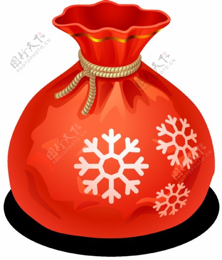 红色雪花圣诞礼物袋元素